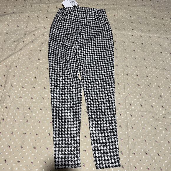 Zara Pants Womens Medium Black White Houndstooth High Rise Legging Join Life - Picture 2 of 9
